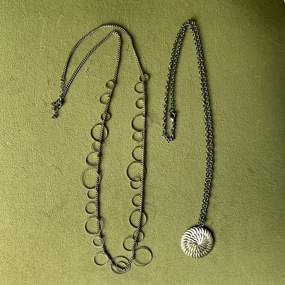 Set of TWO - long, gold necklaces